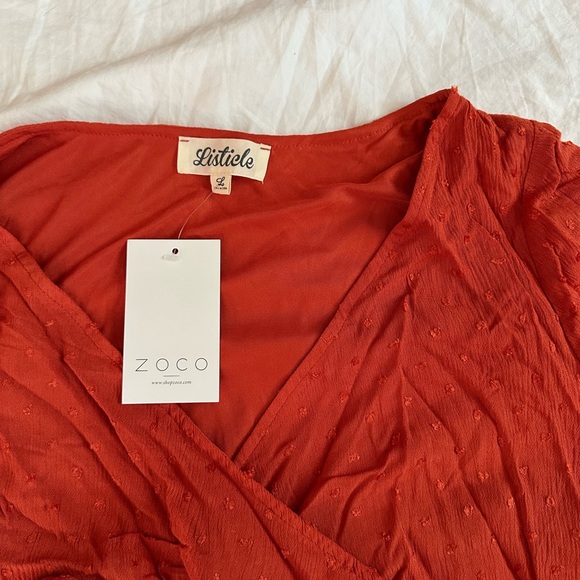 Long sleeve wrap around top - red rust - Picture 2 of 4